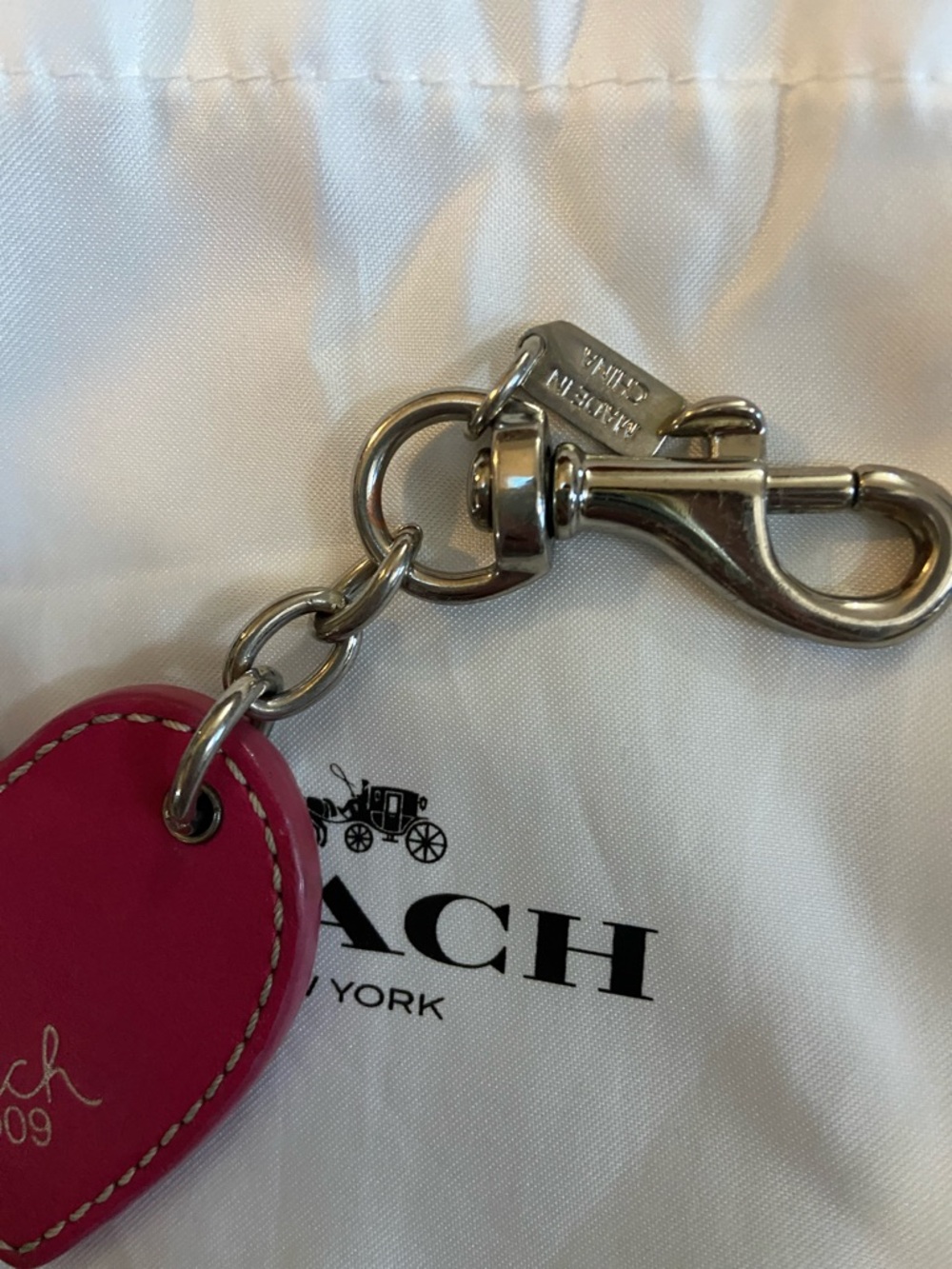Coach Red Patent Heart Key Charm with Silver Hardware - Picture 5 of 8